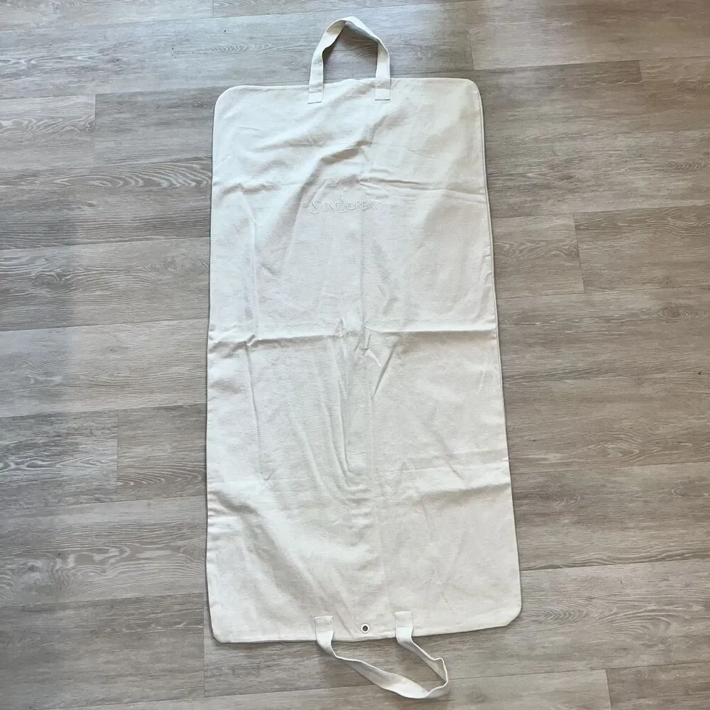 Saint Laurent Cream Flannel Garment Dust Bag Storage Travel Cotton 23